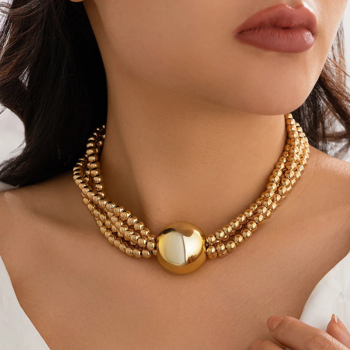 2025 Punk Style Gold Color Metal Multilayer Box Chain Clavicle Necklace Ladies Hip Hop Round Necklaces Men Fashion Girls Jewelry