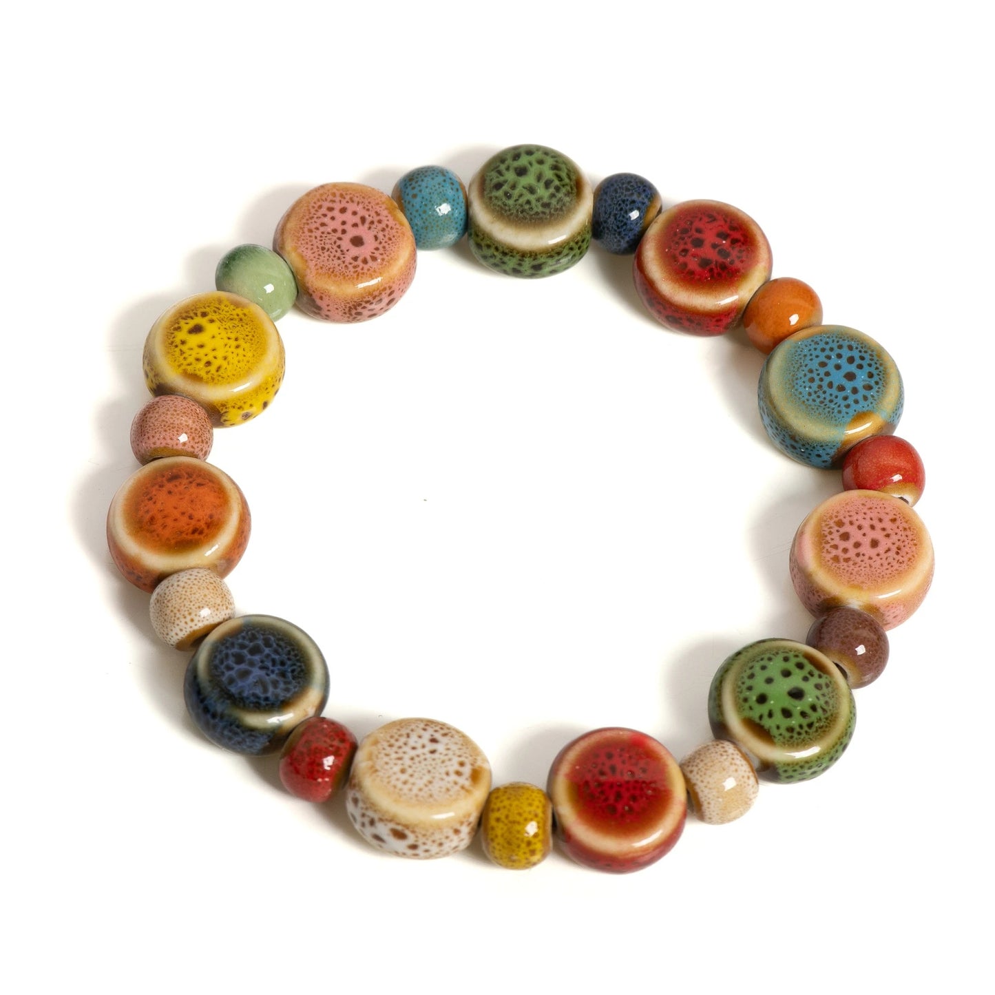 Colorful Starfish Seashell Ceramic Beaded Bracelet Boho Beach Women
