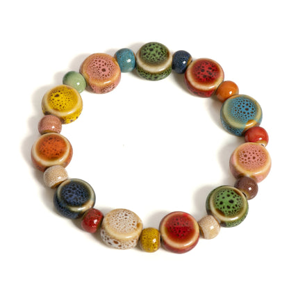 Colorful Starfish Seashell Ceramic Beaded Bracelet Boho Beach Women