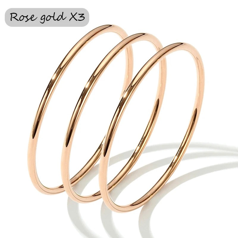 3 Pieces Stainless Steel Bracelets Bangles Women Gold Plated Waterproof