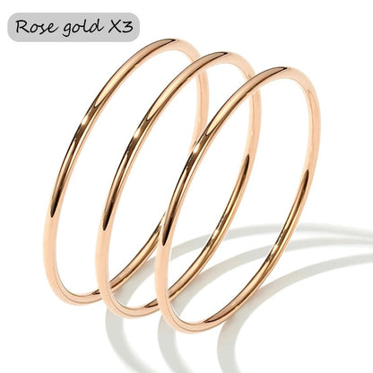 3 Pieces Stainless Steel Bracelets Bangles Women Gold Plated Waterproof