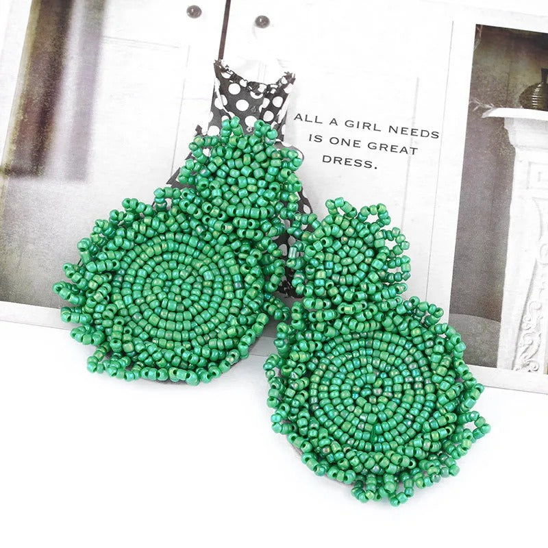 Women’s Boho Beads Dangle Earrings Round Statement Jewelry