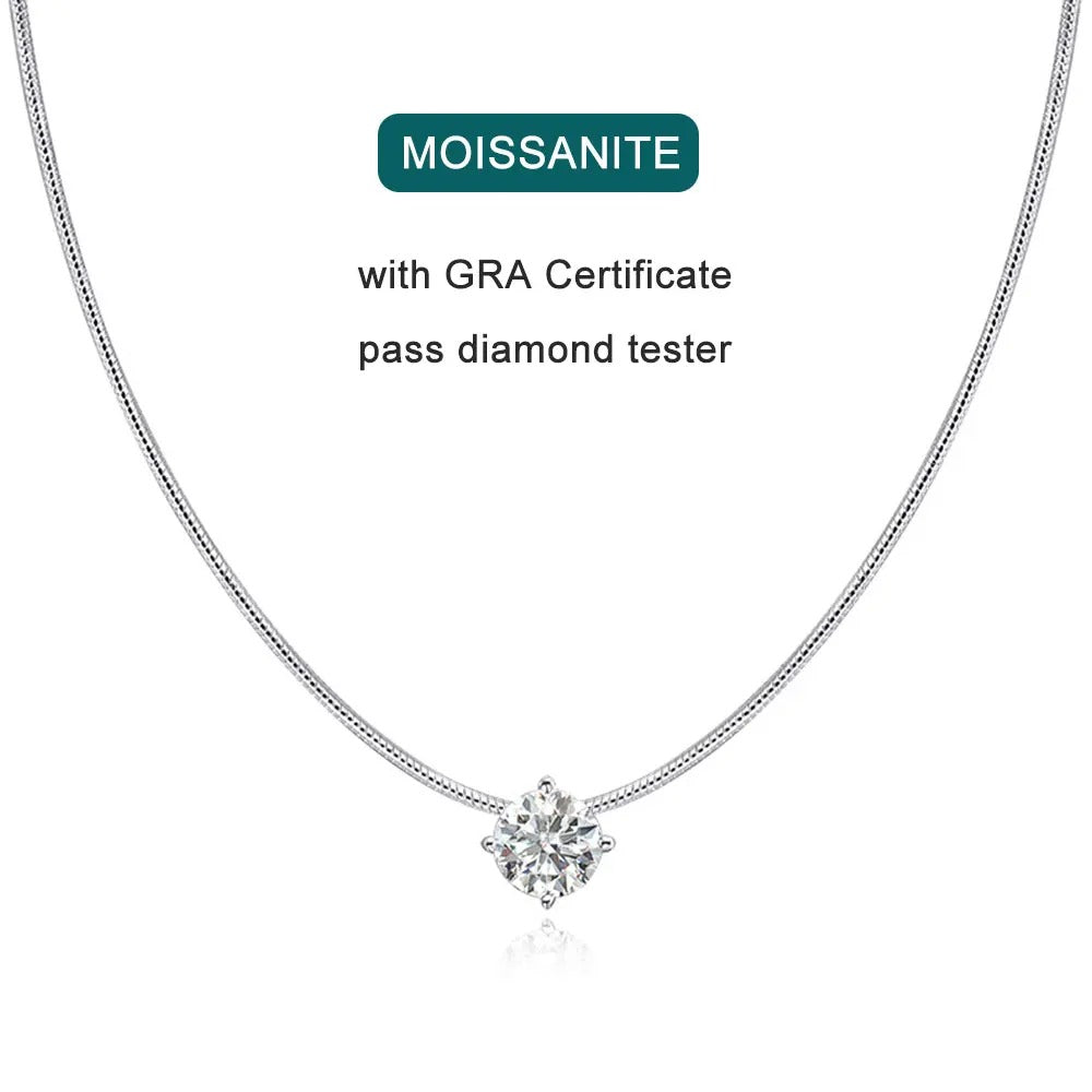 Moissanite Pandent Necklace s925 Sterling Silver Plated 18k White Gold GRA Certified Dainty Necklaces for Women