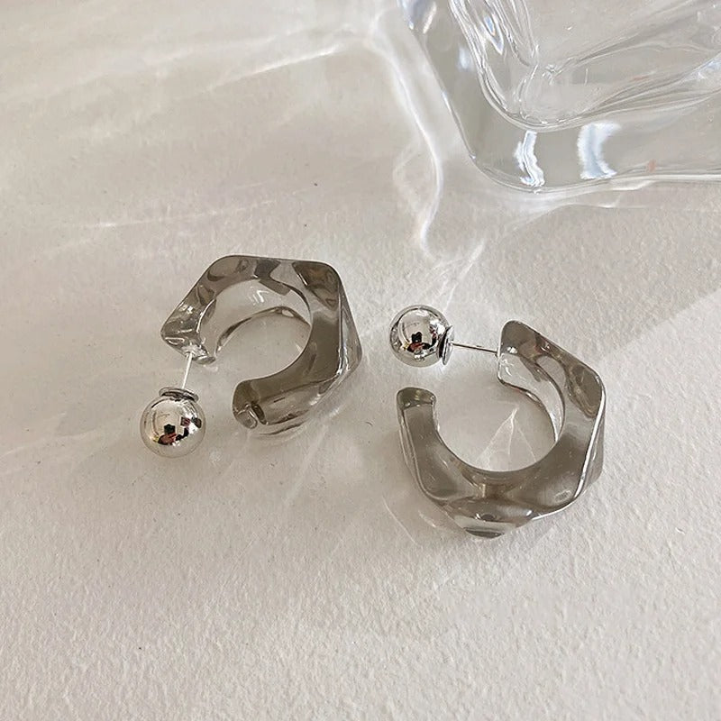 Women’s Clear Acrylic Geometric Hoop Earrings Korea Trendy Earrings