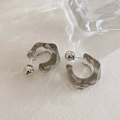 Women’s Clear Acrylic Geometric Hoop Earrings Korea Trendy Earrings