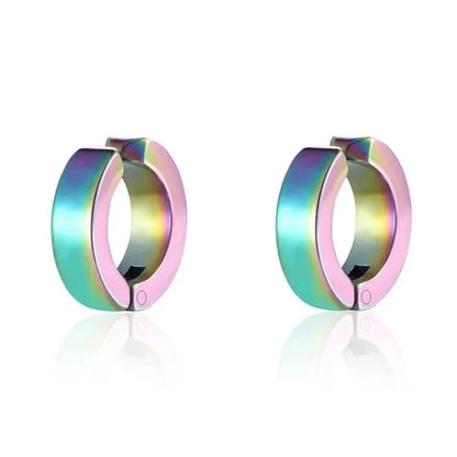 Non-Piercing Clip Earrings for Women Punk Titanium Steel Studs