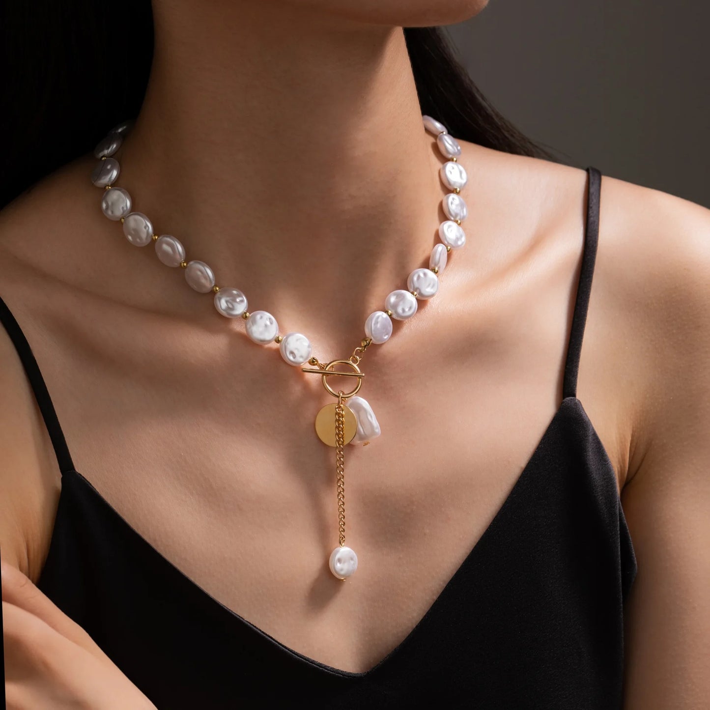 Vintage Irregular Starfish Shell Pearl Pendant Necklace for Women Beach Pearl Vacation Style Charm Jewelry Wedding Gifts