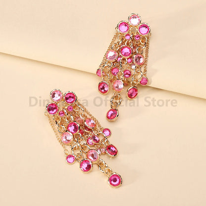 Shiny Rhinestone Drop Earrings Women Luxury Wedding Jewelry