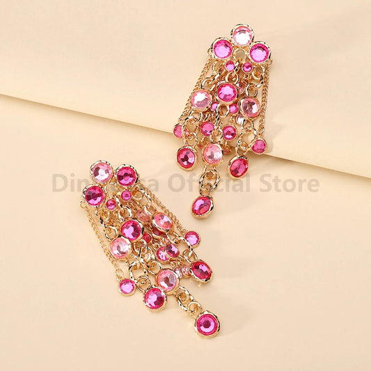 Shiny Rhinestone Drop Earrings Women Luxury Wedding Jewelry