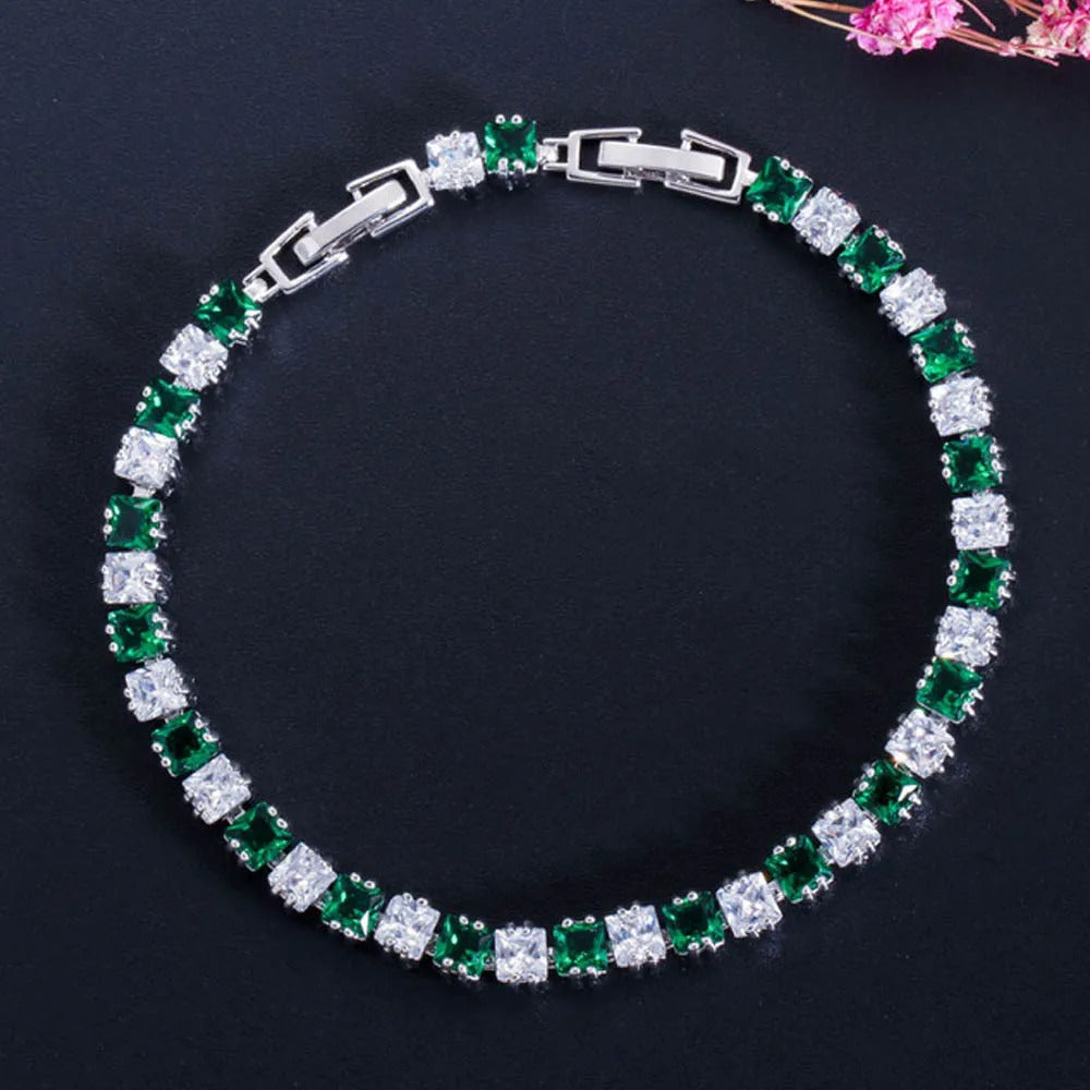 ThreeGraces CZ Crystal Paved Tennis Bracelet for Women