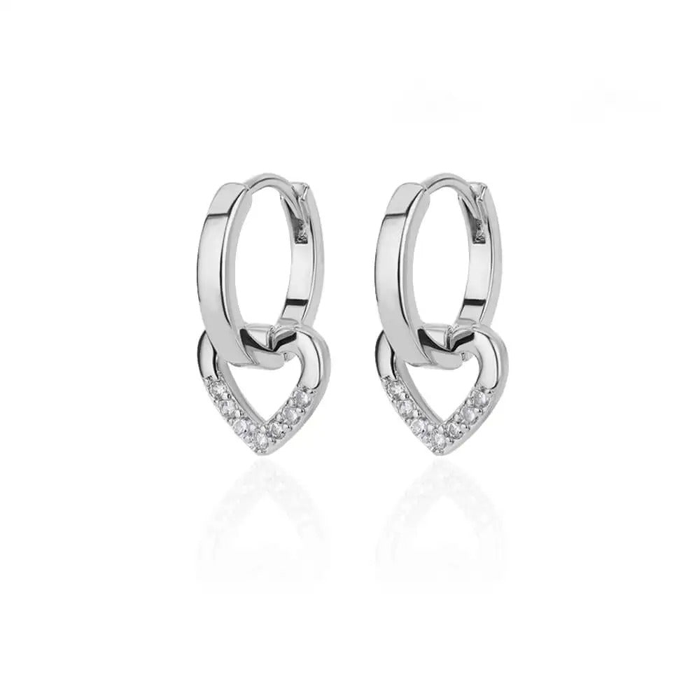 Hollow Zircon Heart Earrings Gold Stainless Steel Jewelry for Women