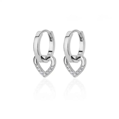 Hollow Zircon Heart Earrings Gold Stainless Steel Jewelry for Women