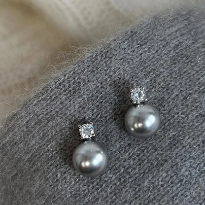 Women's Light Luxury Grey Pearl Earrings Fashion Party Daily Jewelry