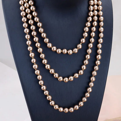 Knot Pearl Multi-Layer Necklace Women Long Sweater Chain Gift