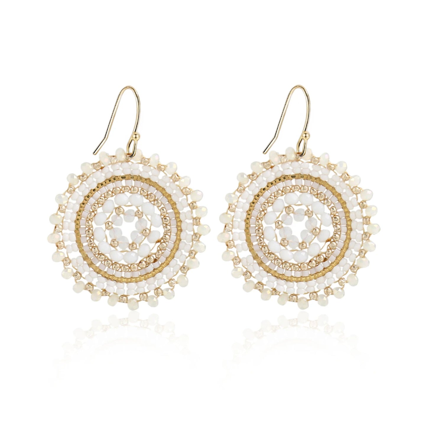 Handmade Crochet Crystal & Seed Beads Drop Earrings Women
