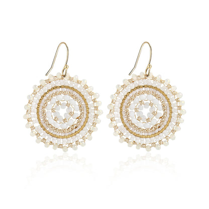 Handmade Crochet Crystal & Seed Beads Drop Earrings Women