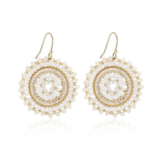 Handmade Crochet Crystal & Seed Beads Drop Earrings Women