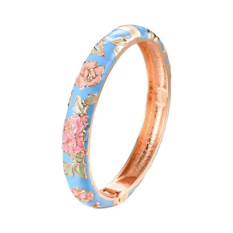 Women’s Enameled Flower Bracelet African Indian Chinese Jewelry