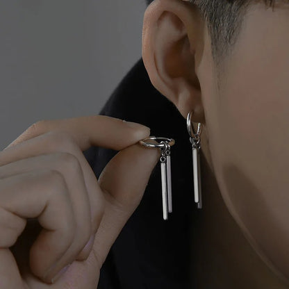 Silver Color Cross Drop Earrings for Women Men Gothic Hip Hop Long Tassel Hanging Earring Jewelry