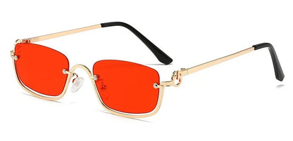 Retro Metal Half-Frame Small Square Sunglasses UV400