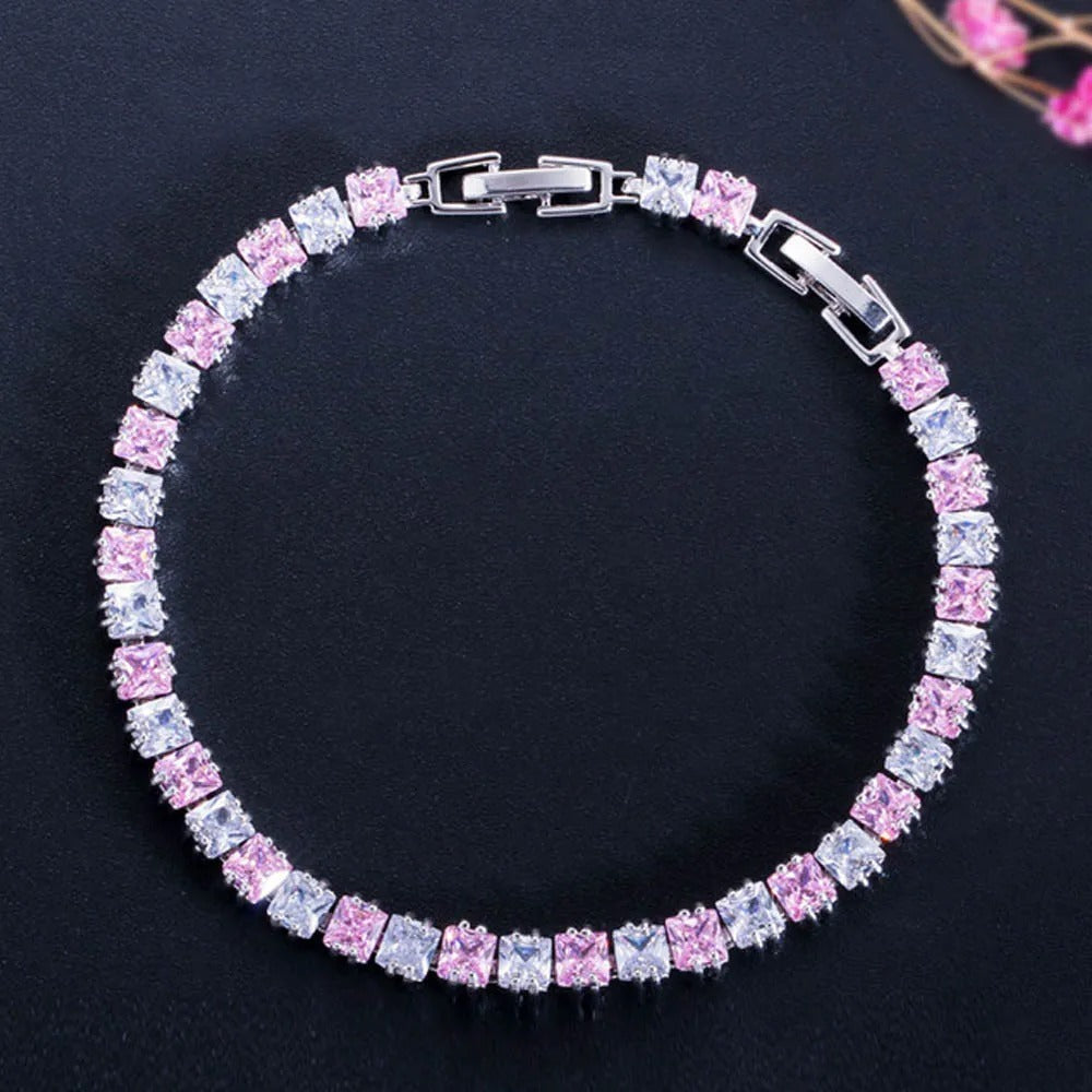ThreeGraces CZ Crystal Paved Tennis Bracelet for Women