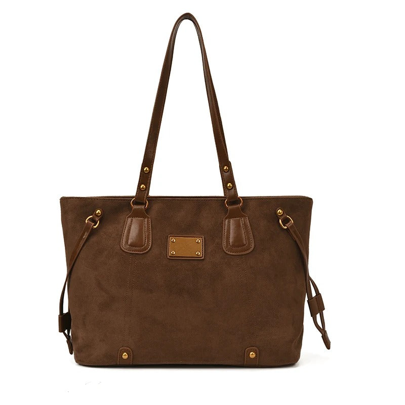 Women’s PU Suede Shoulder Tote Bag High Capacity