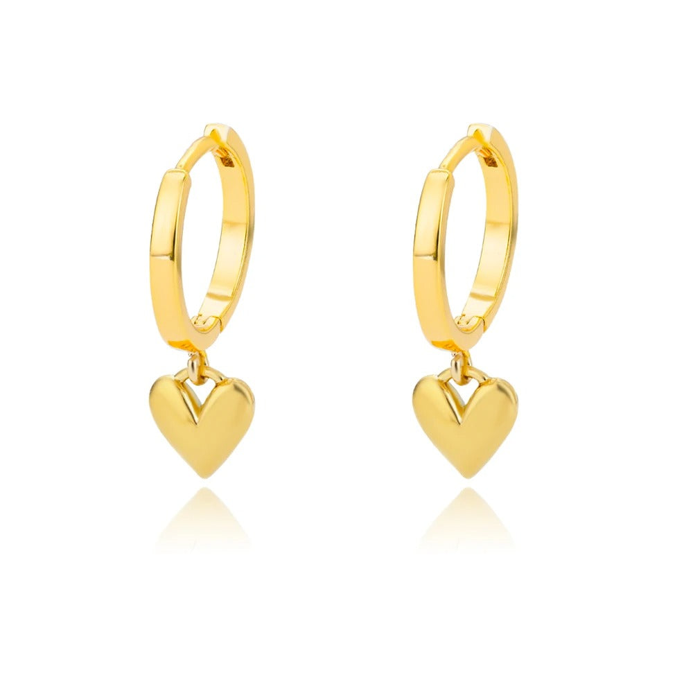 Hollow Zircon Heart Earrings Gold Stainless Steel Jewelry for Women