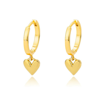 Hollow Zircon Heart Earrings Gold Stainless Steel Jewelry for Women