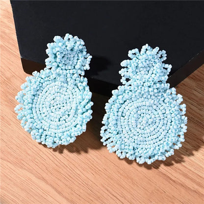 Women’s Boho Beads Dangle Earrings Round Statement Jewelry