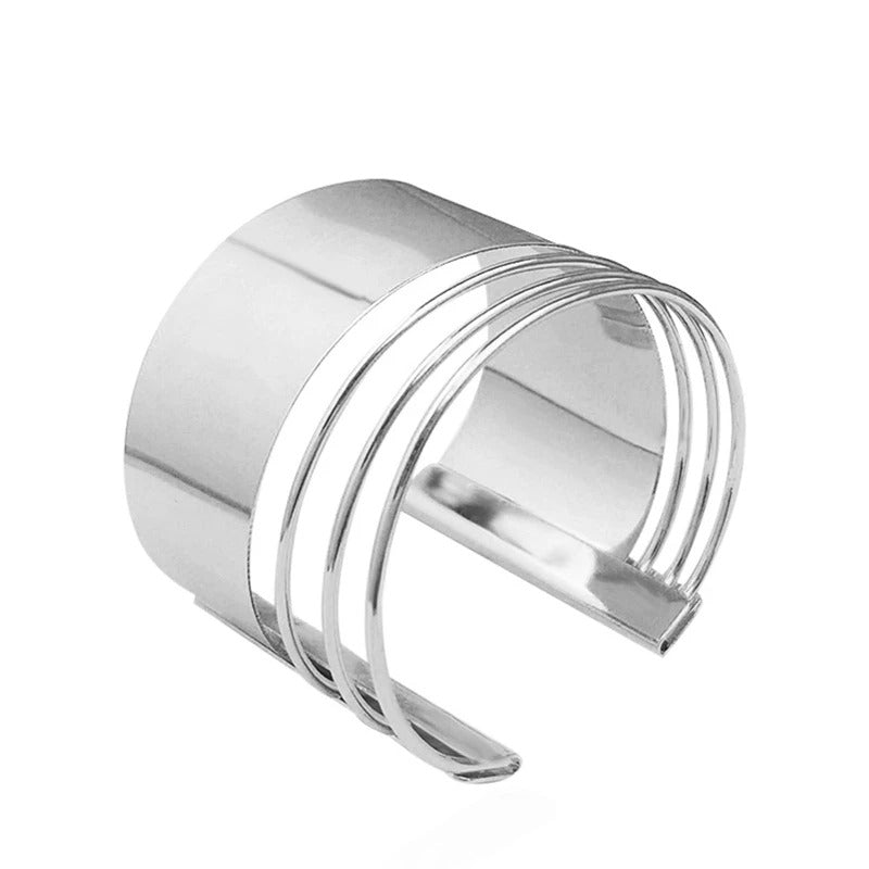 Gold Color Cuff Bangle Bracelet Open Wide Wire Women Jewelry