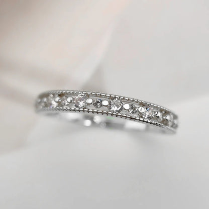 Trendy Elegant Dainty Gold Ring with Shiny Zircon for Women