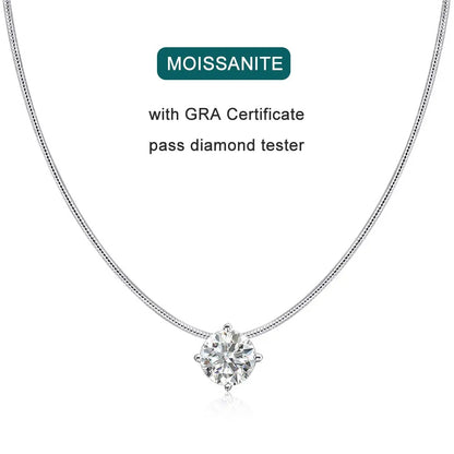 Moissanite Pandent Necklace s925 Sterling Silver Plated 18k White Gold GRA Certified Dainty Necklaces for Women
