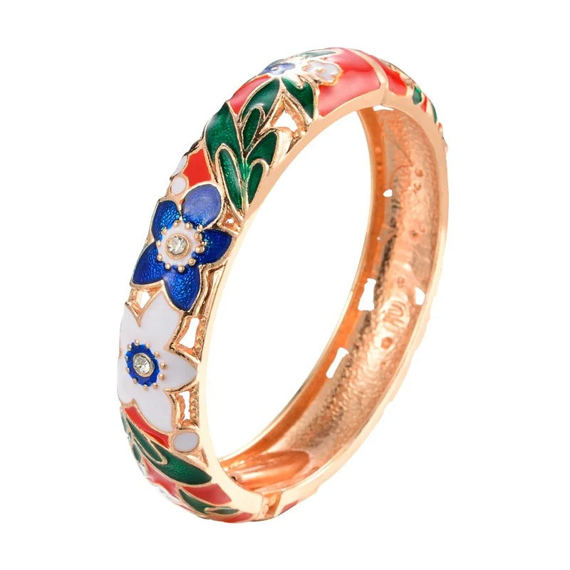Bangle For Women Double Enamel Bangle Set  Women's Jewelry Accessories Indian Style Dubai Trendy Metal Bracelet On Hand