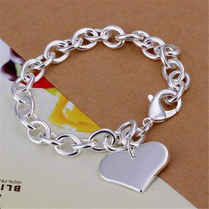 Double Heart Pendant Bracelet Wedding & Christmas Gift Jewelry