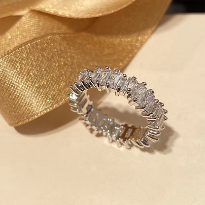 Classic CZ Engagement Ring Gold Plated Luxury Jewelry for Women