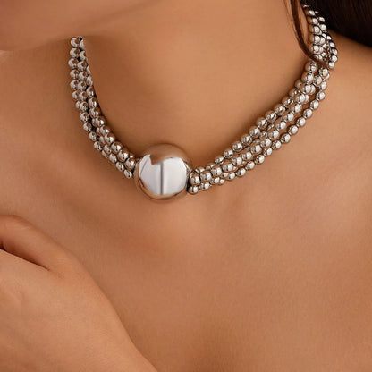 2025 Punk Style Gold Color Metal Multilayer Box Chain Clavicle Necklace Ladies Hip Hop Round Necklaces Men Fashion Girls Jewelry