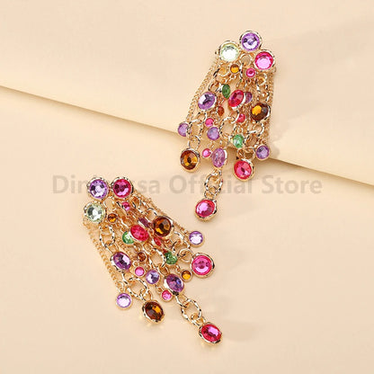 Shiny Rhinestone Drop Earrings Women Luxury Wedding Jewelry