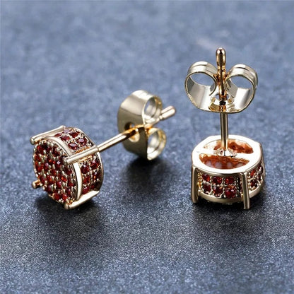 Elegant Austrian Crystal Stud Earrings White Gold Yellow Gold Jewelry Women