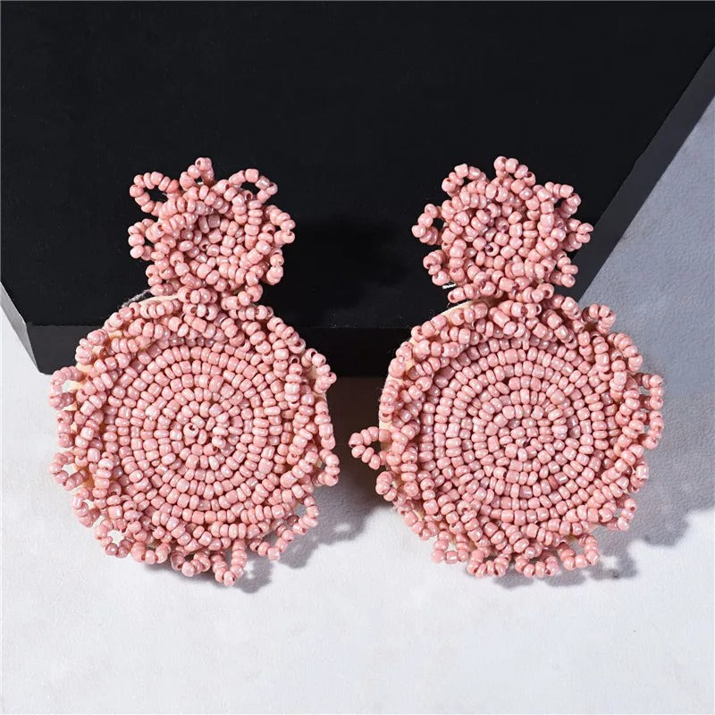 Women’s Boho Beads Dangle Earrings Round Statement Jewelry