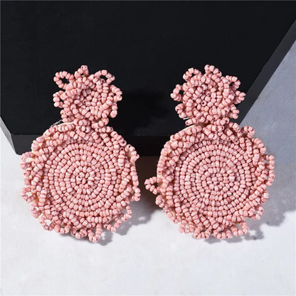 Women’s Boho Beads Dangle Earrings Round Statement Jewelry