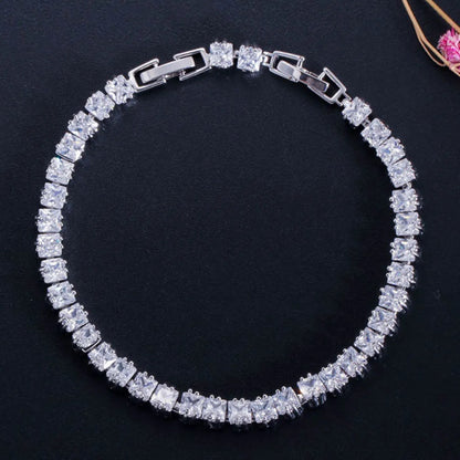 ThreeGraces CZ Crystal Paved Tennis Bracelet for Women