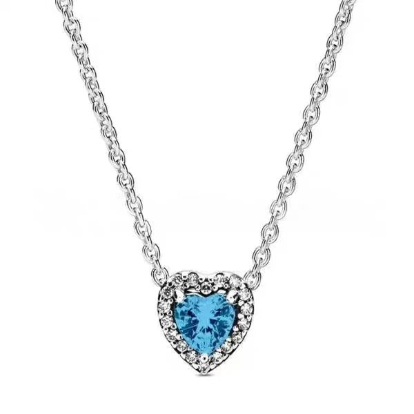 Colorful Heart Shaped Pendants Necklace Silver Elevated Heart Necklace Lover's Fine Jewelry Gift