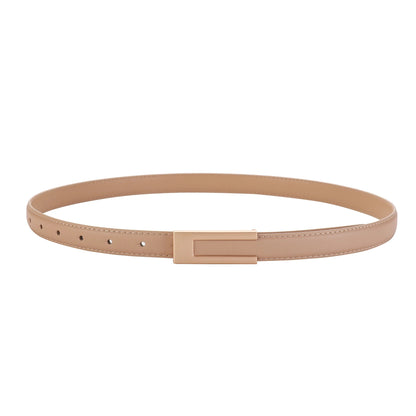 Real Leather Thin Belt Women Fashion  Gold Metal Black White Belt Female Jeans Dress Accessories Waistband Skinny Girdle