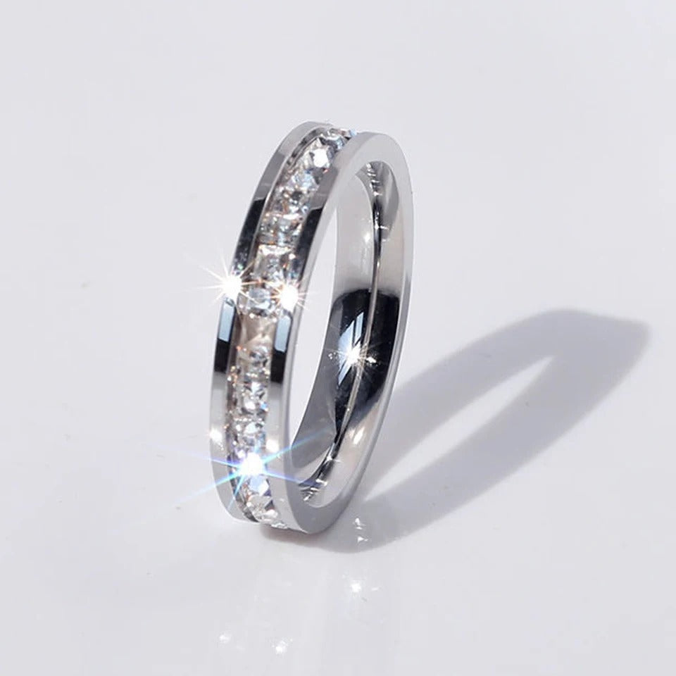 Classic Zircon Stainless Steel Ring for Women Gold & Silver Engagement Jewelry