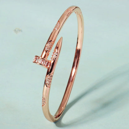 Zircon Screw Bracelet for Women Trendy Nail-Style Everyday Jewelry