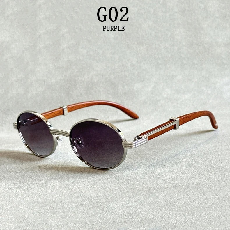 Oval Wooden Sunglasses Luxury Vintage Designer Fashion Eyewear for Men & Women