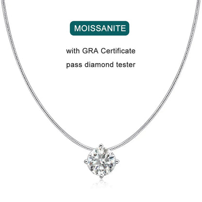 Moissanite Pandent Necklace s925 Sterling Silver Plated 18k White Gold GRA Certified Dainty Necklaces for Women