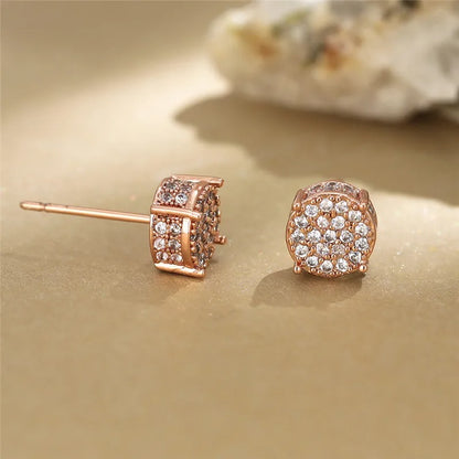 Elegant Austrian Crystal Stud Earrings White Gold Yellow Gold Jewelry Women