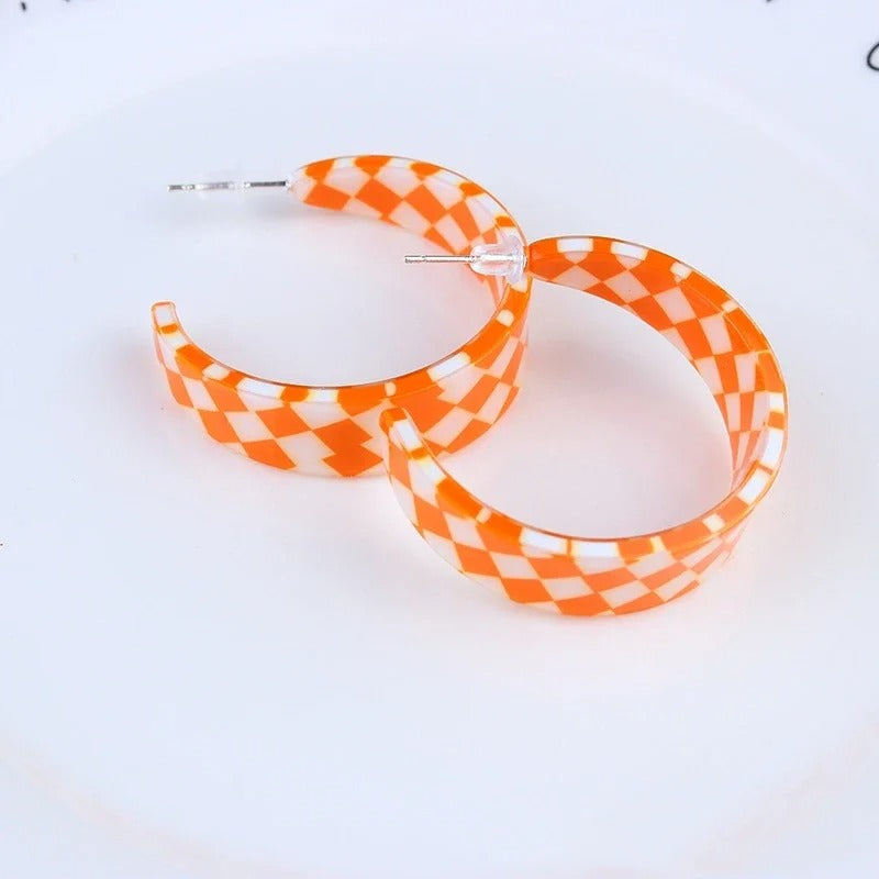 Leopard Acrylic Hoop Earrings Retro C-Shaped Twist Design