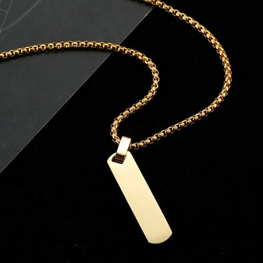 Simple Trendy Men Rectangle Bar Geometric Pendant Necklace Fashion Jewelry Decoration Accessories
